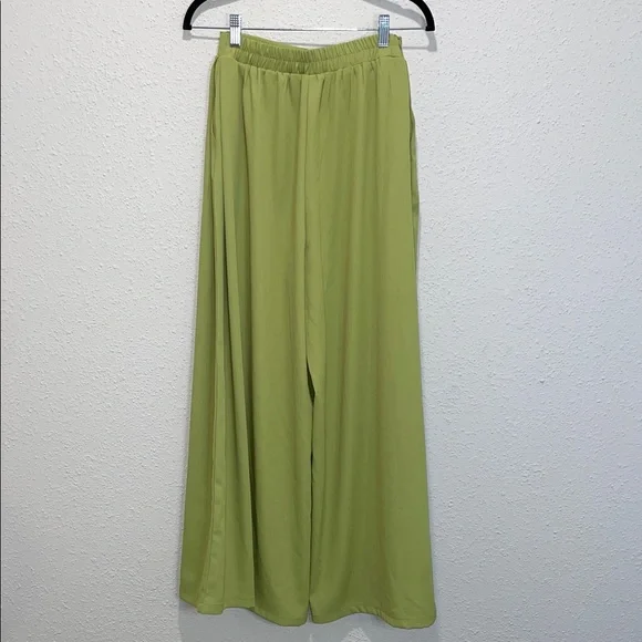Chic Long Sleeve Swirl Green Top and Wide Leg Pant Set - Picture 4 of 7